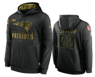 Men's New England Patriots 2020 ACTIVE PLAYER Customize Black Salute to Service Sideline Performance Pullover Hoodie